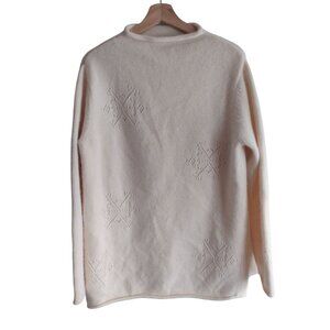 Vintage Cream Winter Holiday Sweater M Wool Angora Blend Jillian Jones Pullover
